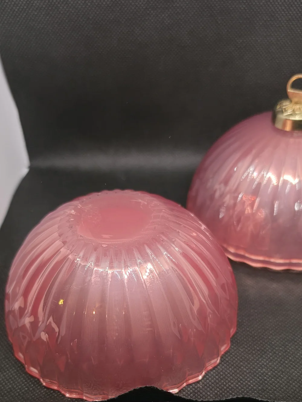 Glass Pink Holiday Ornament with Gold Cap